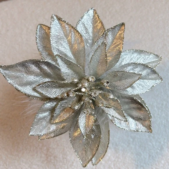 Poinsettia Women's Fascinator Headband Black and Metallic - Picture 2 of 4